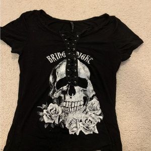 Lace up black tshirt